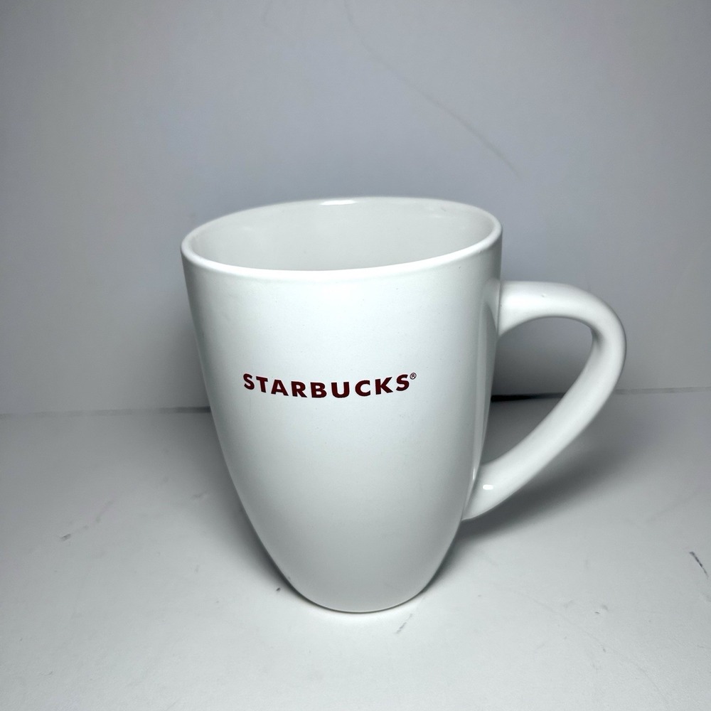 Starbucks Ceramic Oversized Coffee Mug 16 oz White With Red Lettering 2009